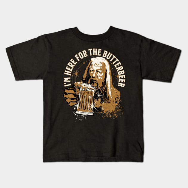 I'm Here for the Butterbeer Beer Drinking Wizard Kids T-Shirt by Joaddo